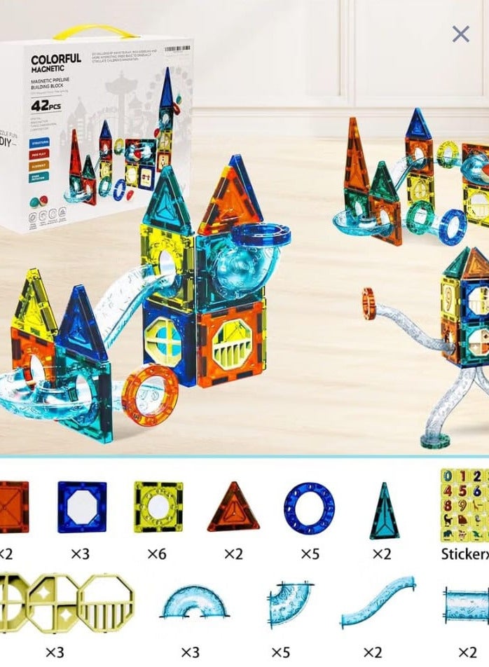 Magnetic Toys for Toddlers, Preschool Building Blocks, Trunk (42 Pieces), Plastic - Image 2